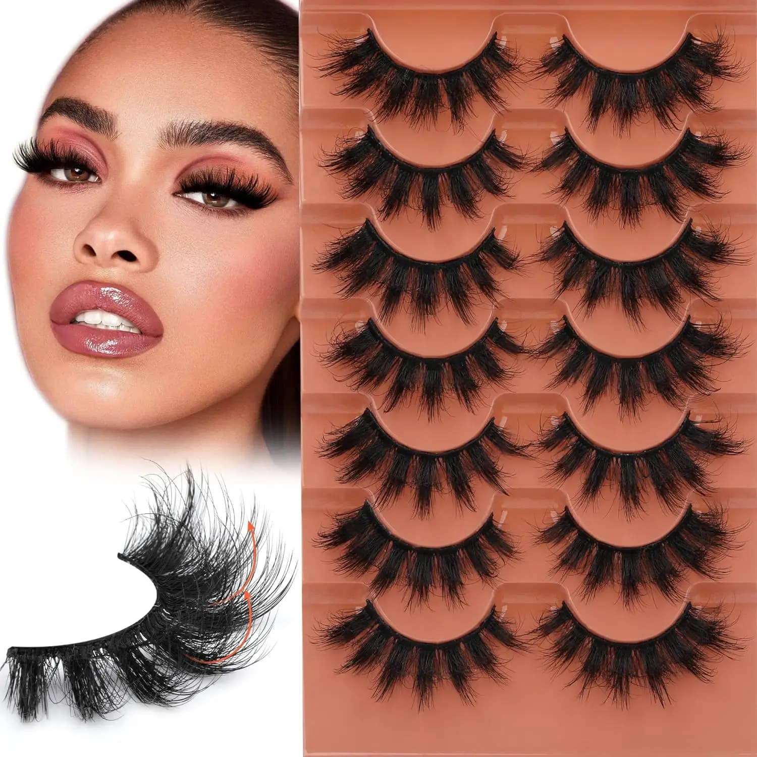 7 pairs of fluffy eyelashes 8D fake eyelashes 20mm fake eyelashes fake natural eyelashes thick volume eyelashes cat