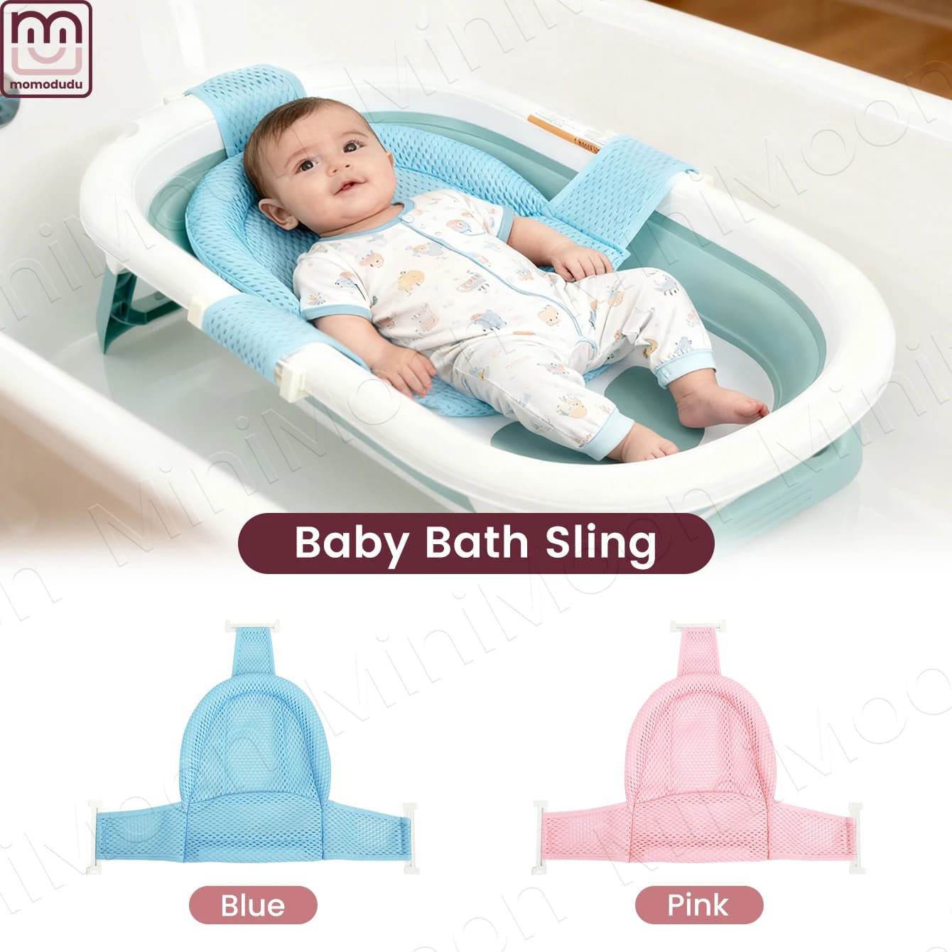 Tappetino di supporto per bagnetto antiscivolo, cuscino in rete galleggiante per neonati 0-2 anni (bagno inclusa)