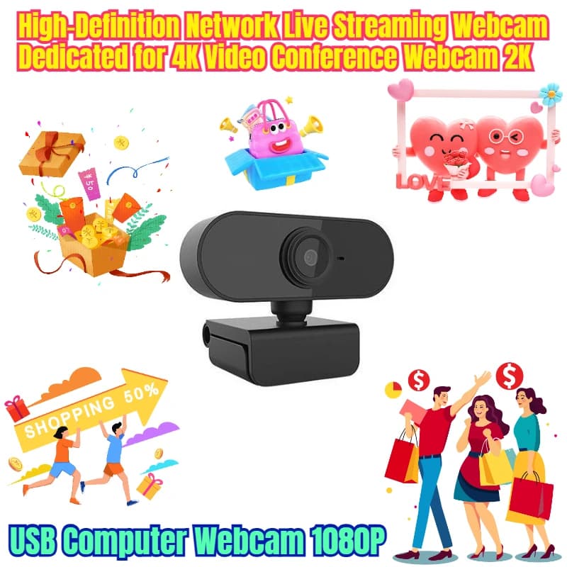 Webcam per computer USB Webcam per streaming live di rete ad alta definizione 1080P dedicata alla webcam per videoconferenze 4K 2K