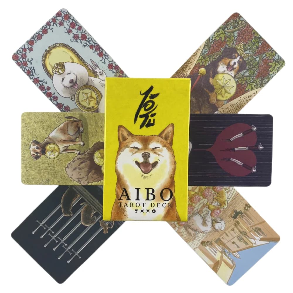 Cute Dog Aibo Tarot cards Guidebook Card Game Tarot Deck New Beginner Divination Oracle Party Game Occult