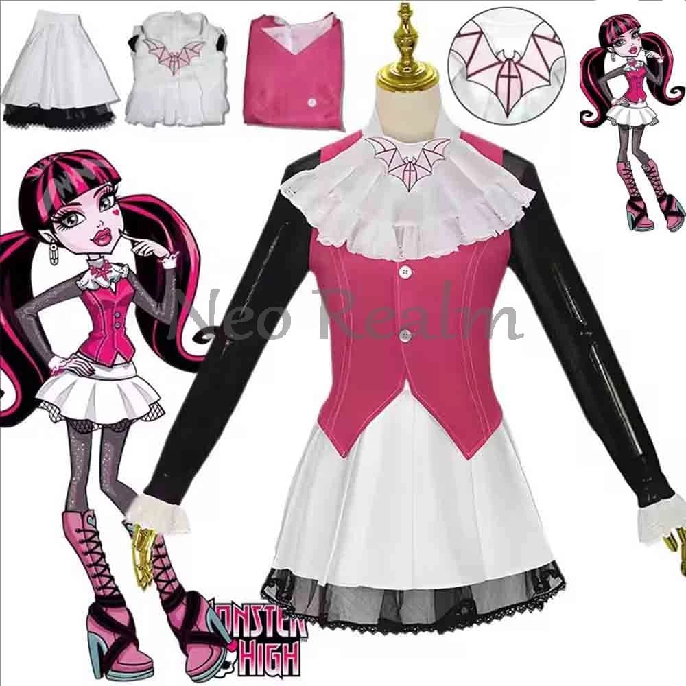 Abito Cosplay Gotico Vintage Rosa e Nero, Costume a Tema Vampiro, per Spettacoli Teatrali e Comic Con, Disponibile