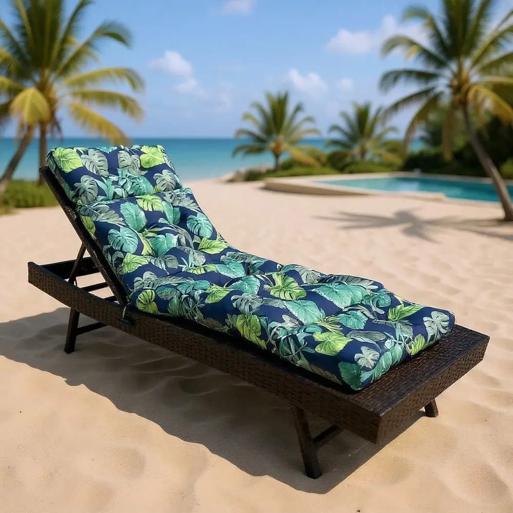 Cuscini per Chaise Longue da Esterno, Spessi, Resistenti e Impermeabili, Cuscini di Ricambio con Lacci Sicuri per Bordo Piscina