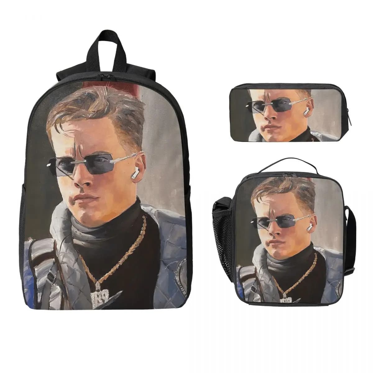 Joe Burrow Bengals Zaino per studenti Borsa per libri Borsa per la scuola Borsa per laptop Borsa a tracolla 3 pezzi Borsa termica per il pranzo Astuccio per matite