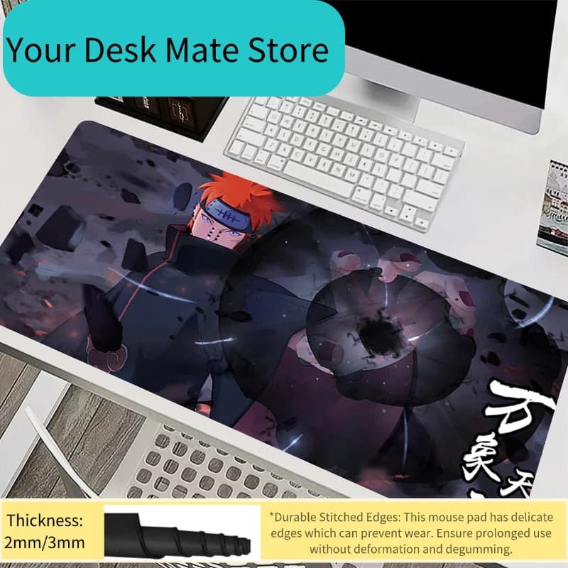 Tappetino per Mouse, Accessori PC, Tappetino per Tastiera, Tappetino da Scrivania Antiscivolo, Mousepad Anime in Gomma, Tappetino per Tablet, Tappetino Gaming Naruto Pain Esteso