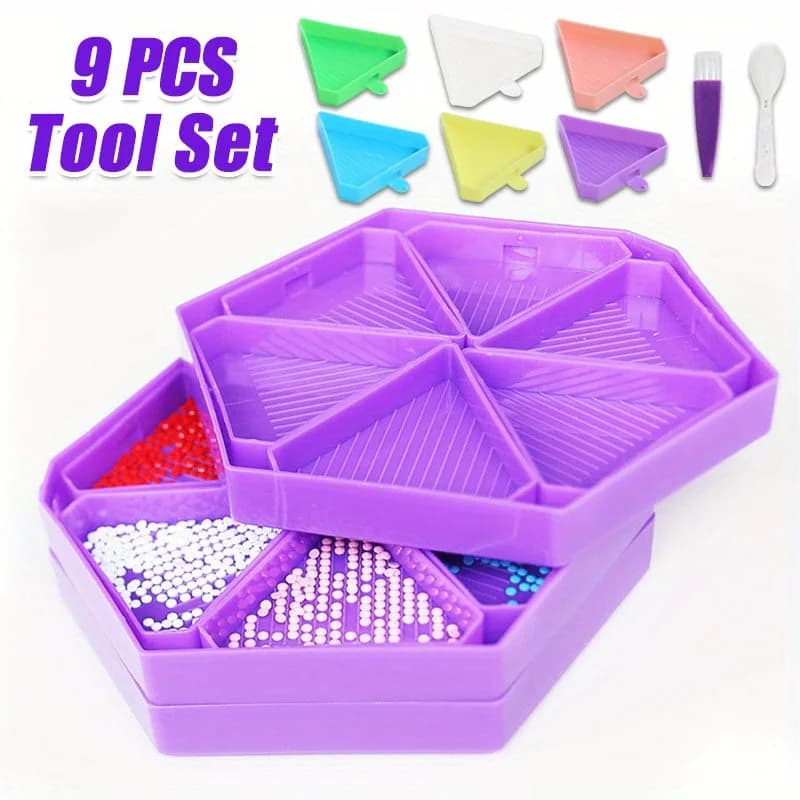 Set di 9 Nuovi Vassoi per Diamond Painting, Piatto Multifunzionale per Diamond Painting, Accessori Fai-da-Te per Diamond Painting, Set di Strumenti per Diamond Painting