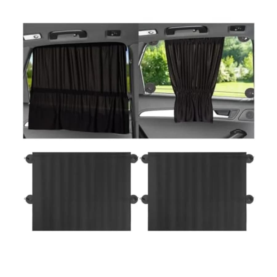 2 Auto Window Parasols, Sun Curtains with Vehicle Suction Cup with UV Protection, Removable Solar Screen for Auto Window