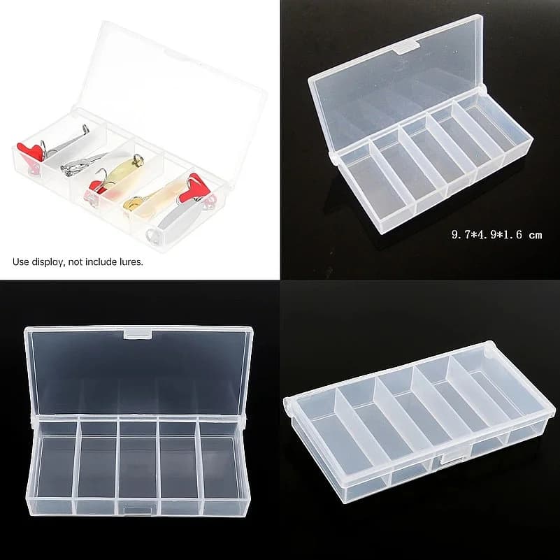 5 Grid Fishing Tackle Storage Box Transparent Mini Fishing Lure Box Storage Box Plastic