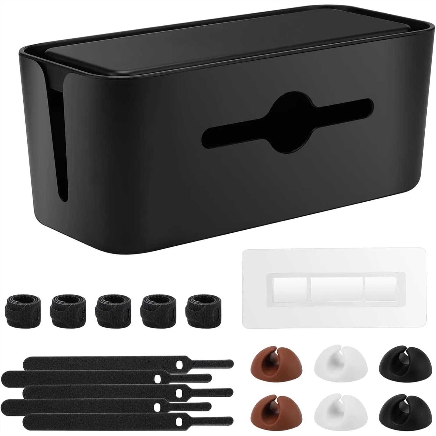 Scatola per la gestione dei cavi, organizer per cavi da scrivania e pavimento, copertura per prolunghe elettriche, per casa e ufficio, colore nero
