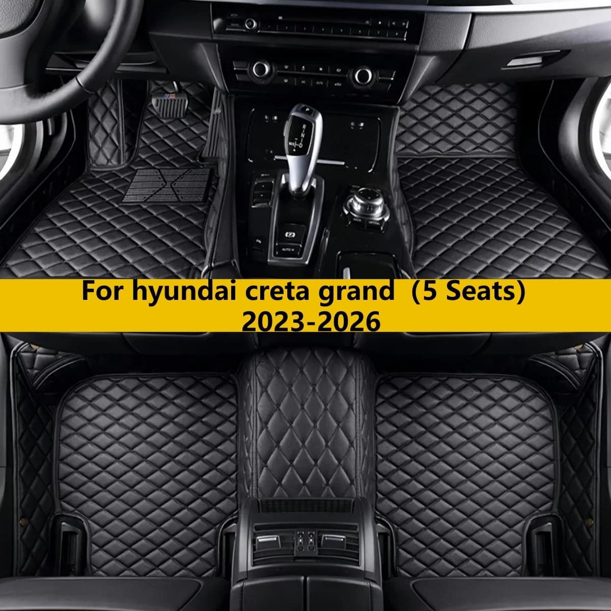 Tappetini Auto in Pelle per Hyundai Creta Grand (5 Posti) 2023 2024 2025 2026 - Set Completo di Tappeti e Protezioni per Pavimento