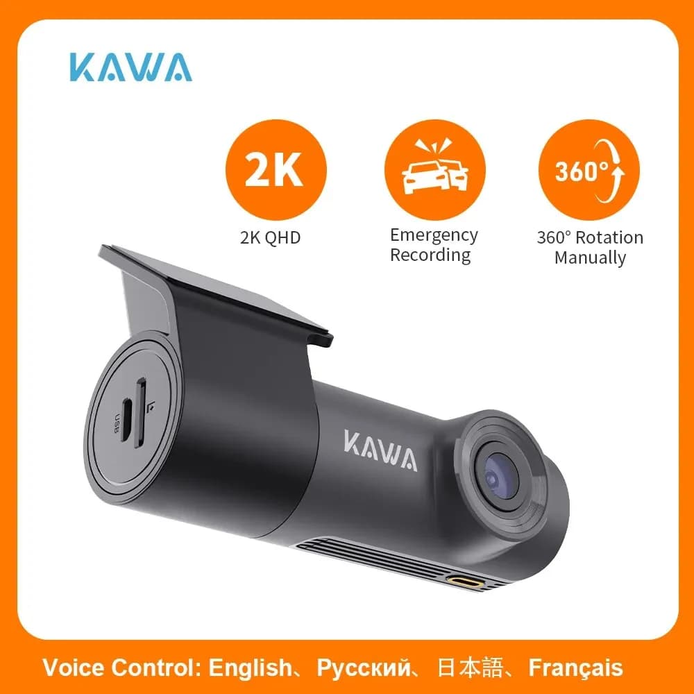 2K Dash Camera Per Auto DVR Dash Cam KAWA D5 Videoregistratore di Emergenza Controllo Vocale Visione Notturna WiFi APP Monitor WDR Dashcam