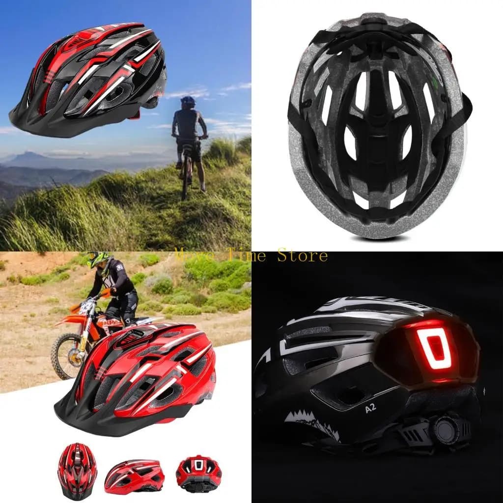 92ME Women's Unisex LED Light MTB Bicycle Helmet MTB Mountain Riding Bicycle Cycling Hooded Hat Safety