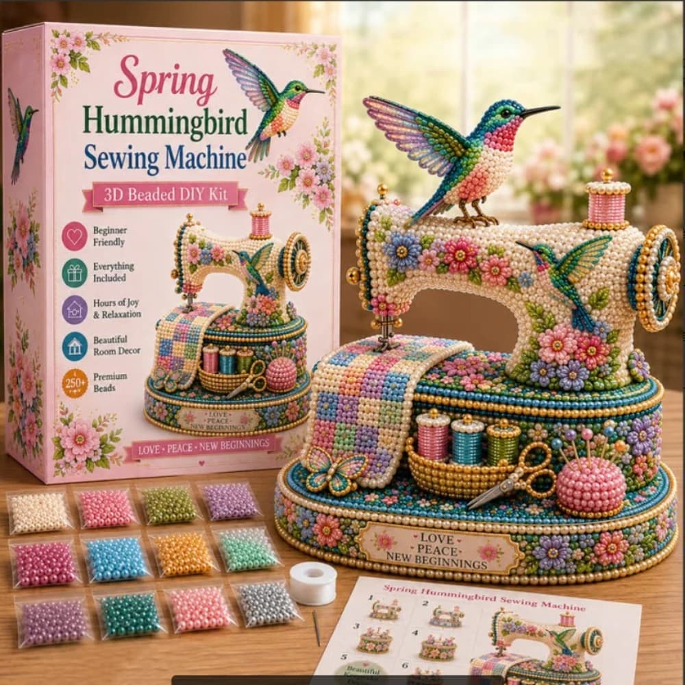 Sewing Machine Mini 3D Beaded DIY Craft Kit, Creative Beaded Jewelry Making Accessory for Craft Enthusiasts
