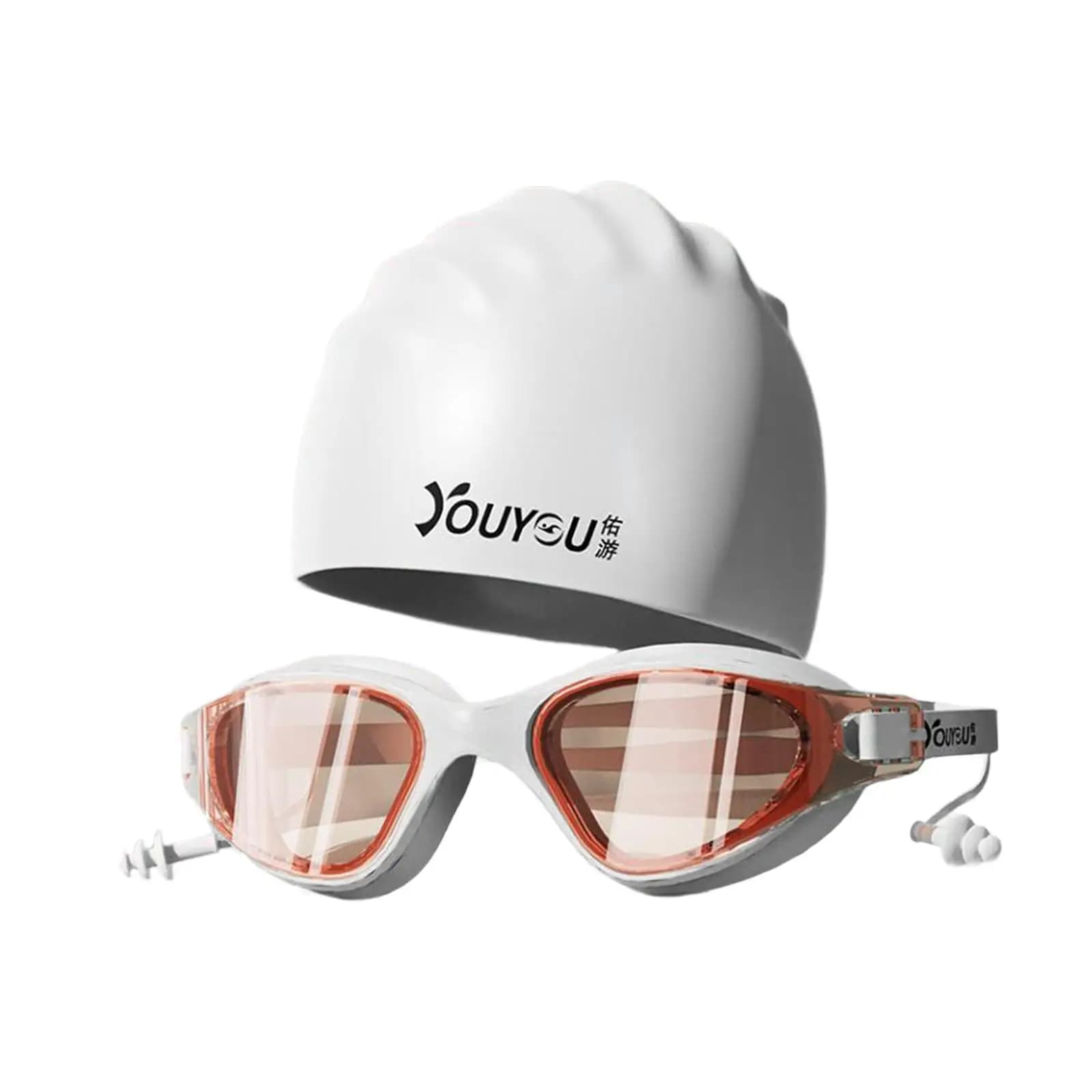 Swimwear with swim cap Silicone swim cap for waterproof anti-fog glasses