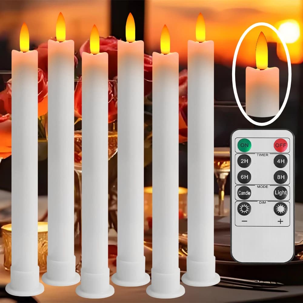 Trembling LED conical candles with electronic candles for windows with 3D stopper without 10 keys remote flame for Christmas, wedding, Valentine's Day