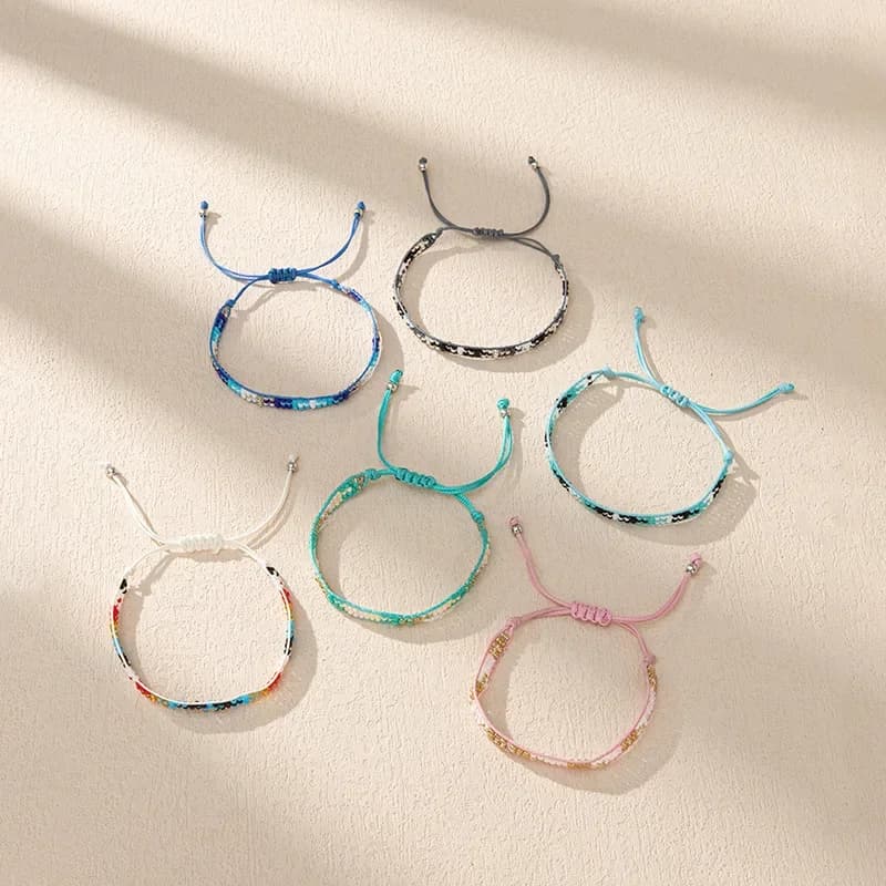 Bracciale con perline Lavorato a mano con freccia Design Originalità Boemia Bracciale con perline di riso semplice marea regolabile femminile