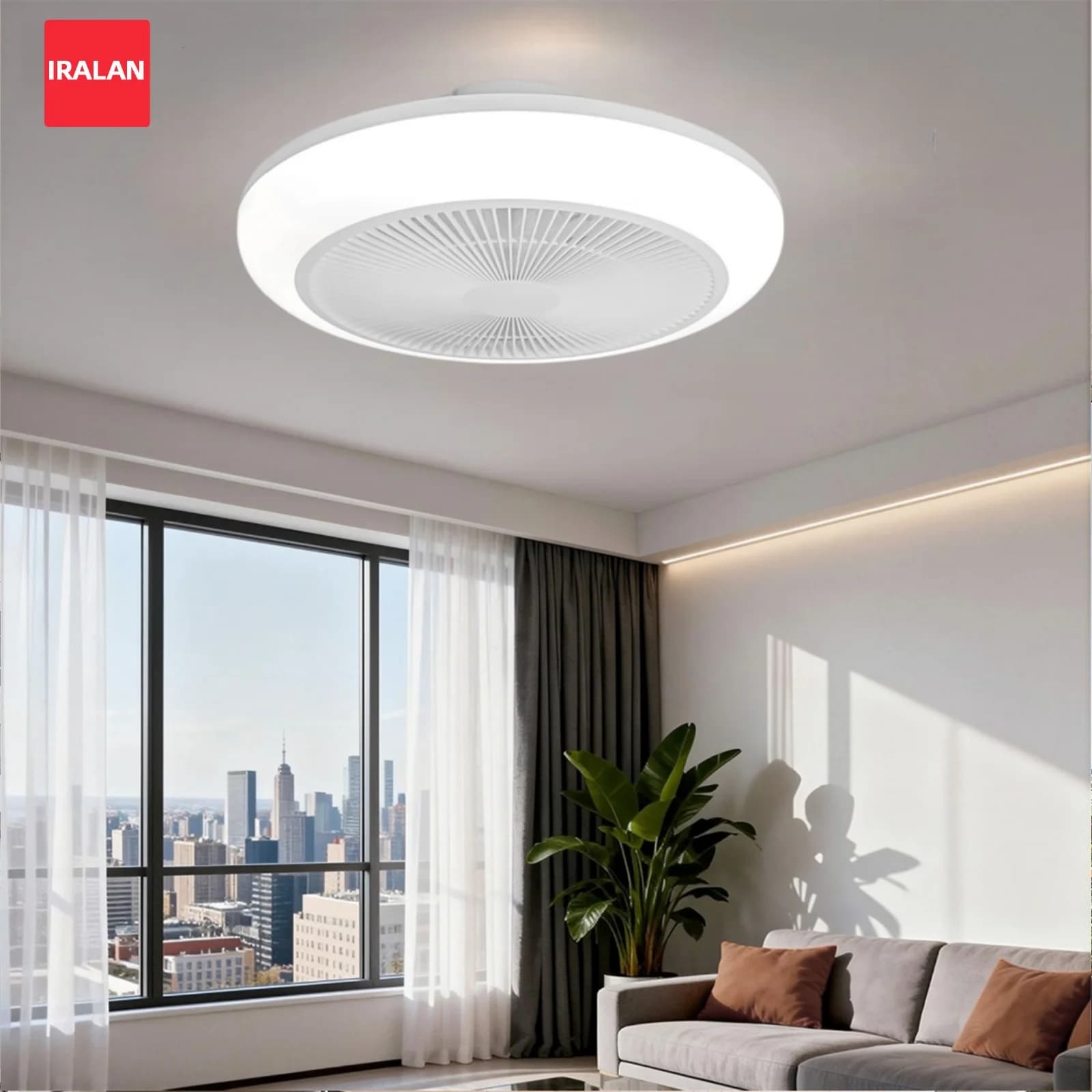 Minimalist Sealing Fan Led Lighting Modern Cool Ventilation Electric Fan Remote Control Dimming 6 Speed Ceiling Fan with Light