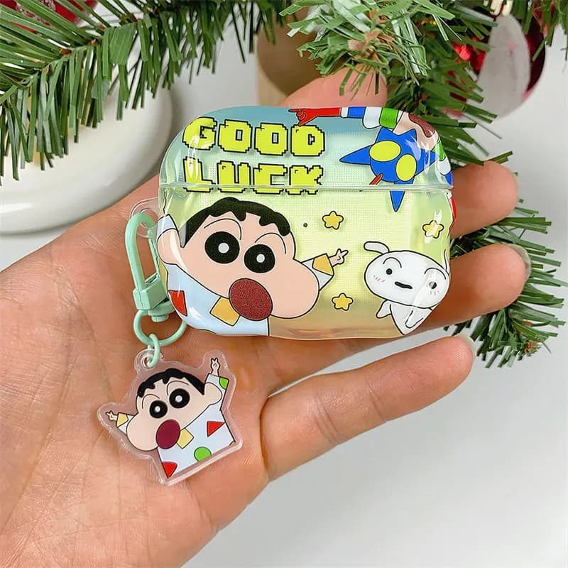 Cute Cartoon Anime Crayon Shin-chan Earphone Case For Airpods 4 2 3 1 Pro 3 2 Wireless Bluetooth Headset Protective Hard Cover