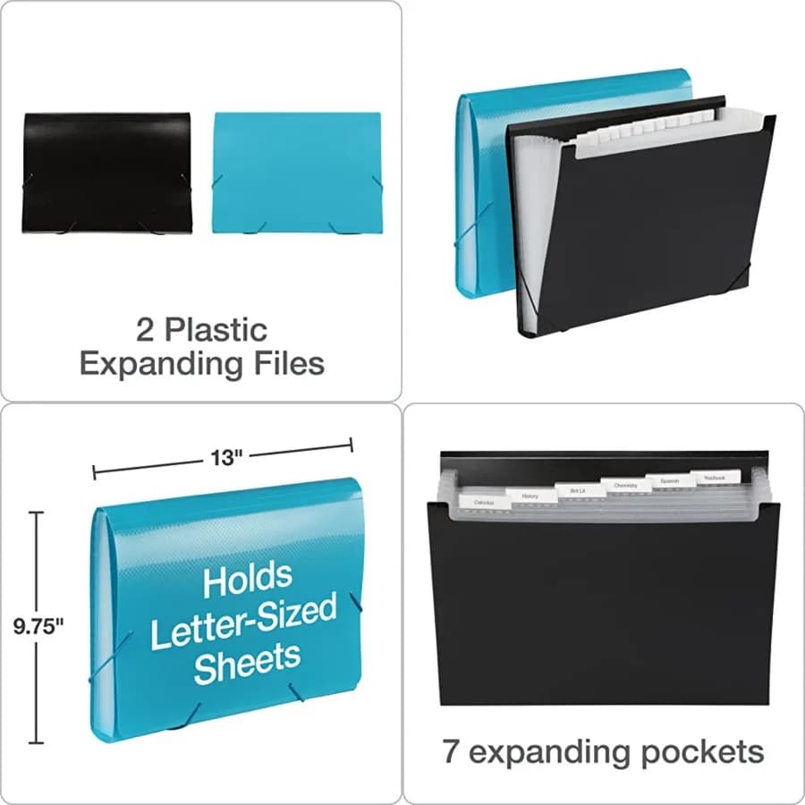 File espandibile in plastica Oxford Organizzatore di file a 7 tasche con cavo con patta per cartella a fisarmonica in carta formato lettera con linguette Durevole B