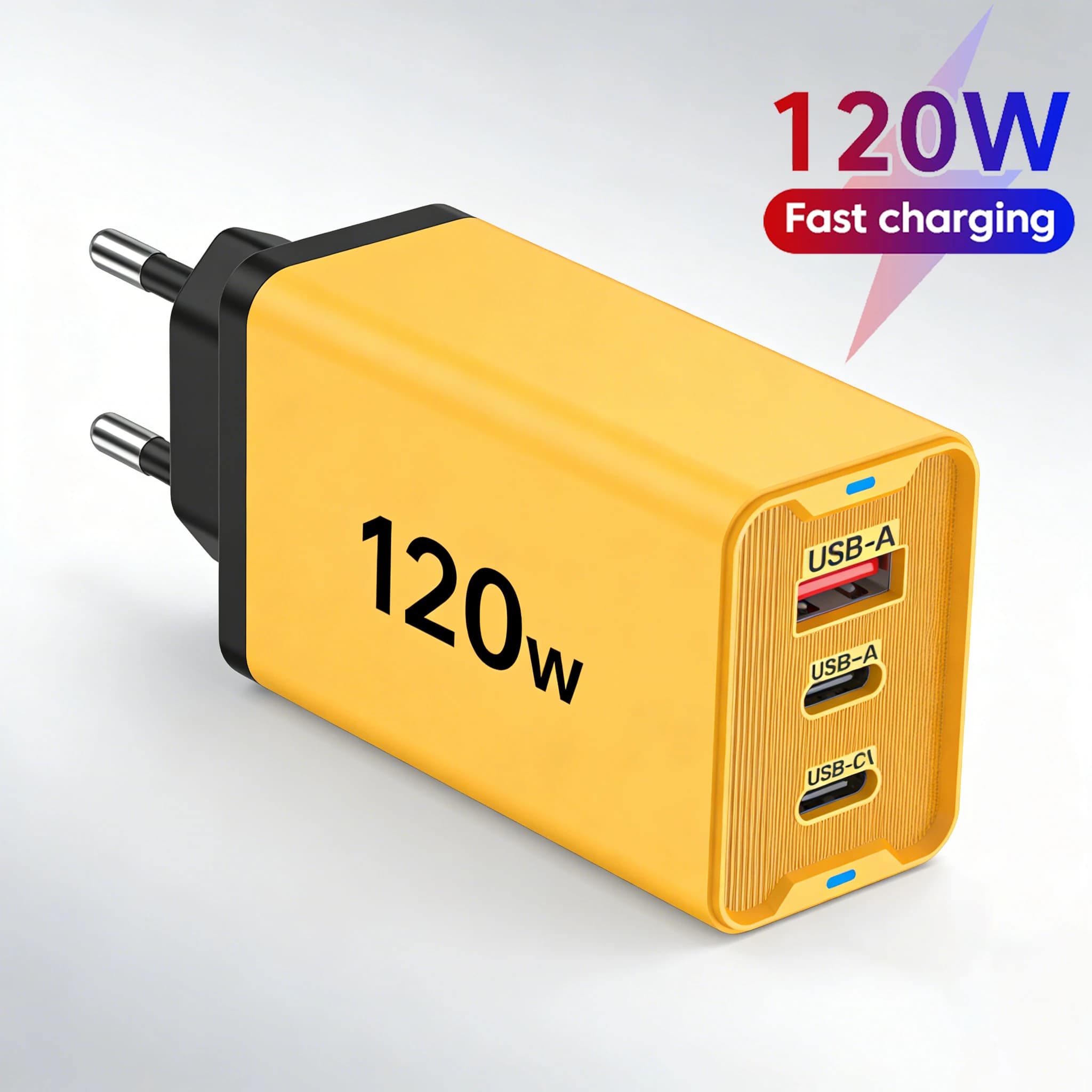 Caricatore Rapido USB C da 120W a 3 Porte PD3.0 QC3.0, Adattatore da Parete per iPhone 17 16 15 Pro Samsung Xiaomi Huawei con Spina EU/US/UK