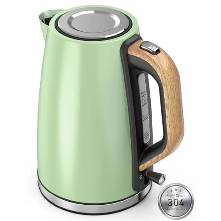 Bollitore Elettrico 1,7L/57 oz in Acciaio Inox con Finestra Trasparente per il Livello dell'Acqua, 1500W, Senza BPA, per Tè e Acqua Bollente