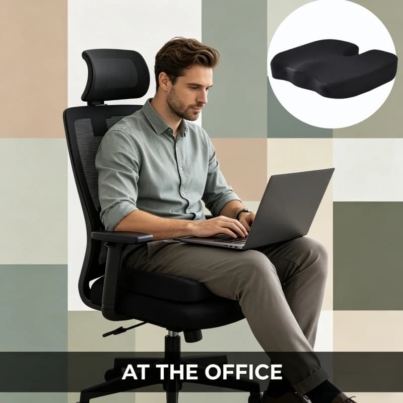 Cuscino Ortopedico da Viaggio a U in Memory Foam per Massaggio e Supporto Lombare, per Auto, Sedia da Ufficio, Sollievo dal Dolore, Uso Quotidiano