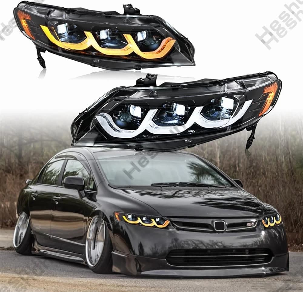 Pair of LED Headlights for Honda Civic Berlina FA1 FA2 4DR 8th 2006-2011 Group Lights Front indicator DRL Head Lamp indicator