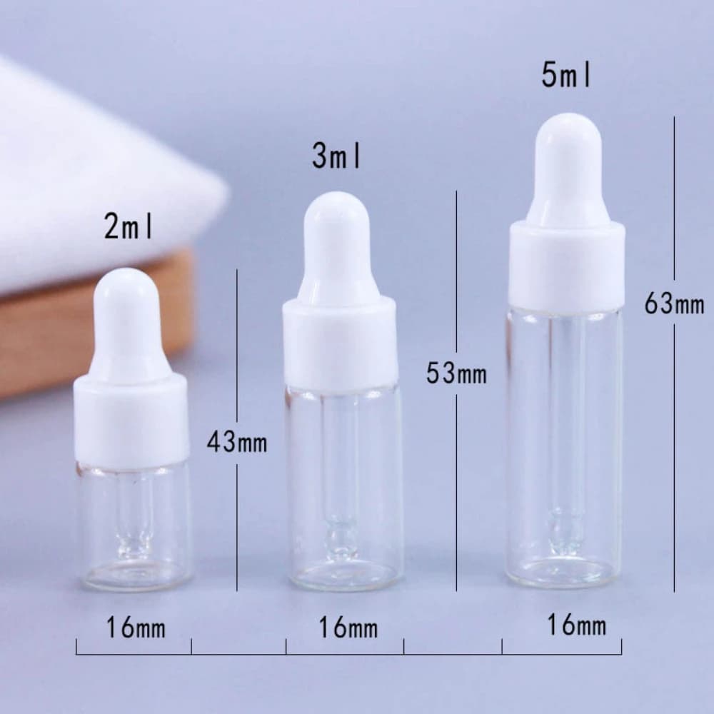 2ml 3ml 5ml Mini flaconi contagocce in vetro riutilizzabile bottiglie vuote per aromaterapia con olio essenziale contenitori cosmetici liquidi per i viaggi