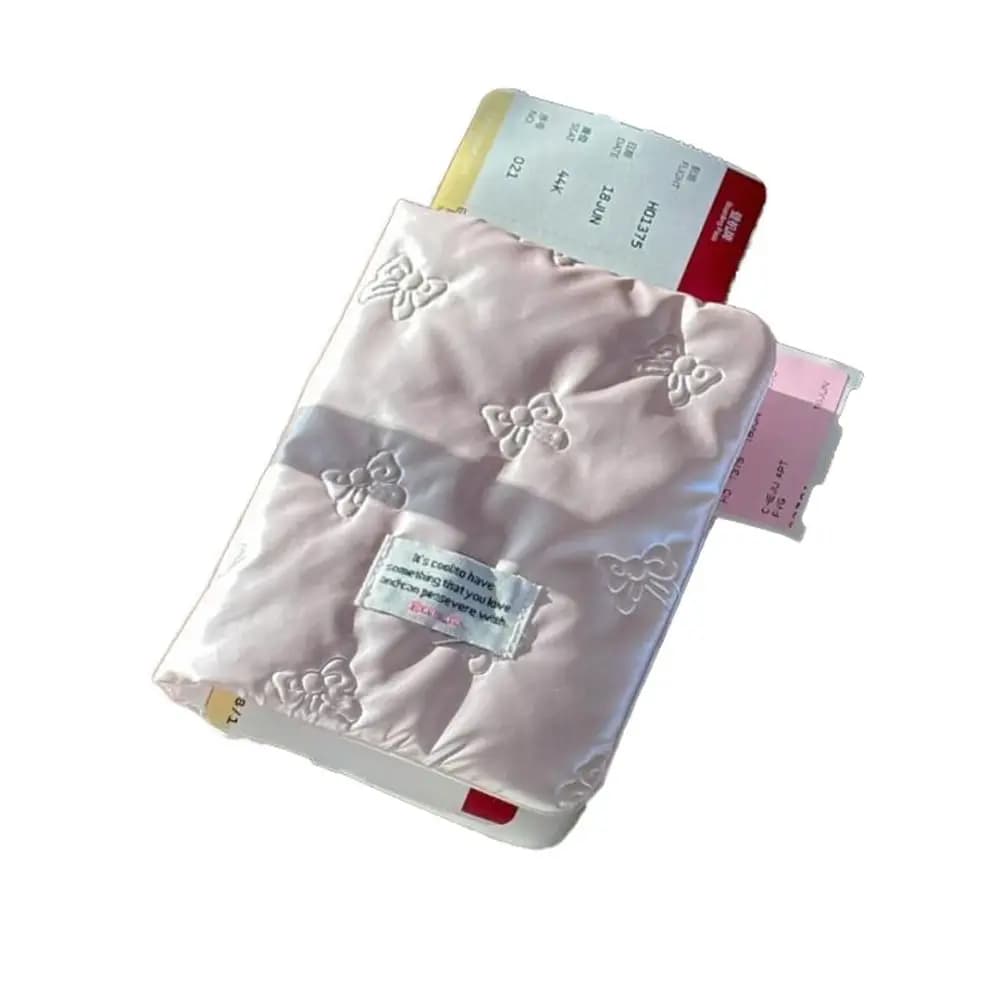 Copertina per passaporto portatile in argento rosa Bowknot Porta carte in PU Forniture da viaggio antifurto Morsetto per biglietti