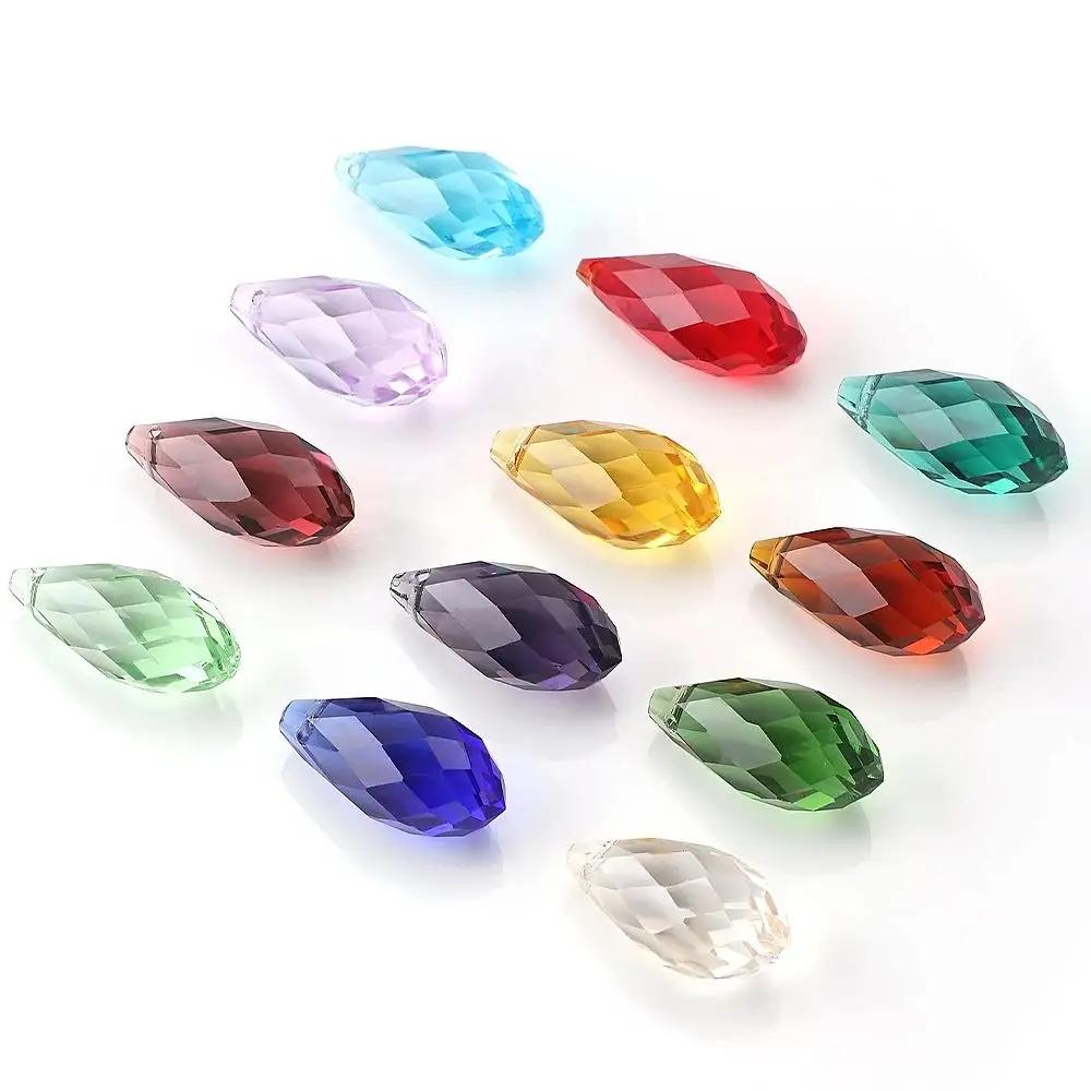 20 pz 10x20mm pendente a goccia di cristallo vetro verde sfaccettato perline a goccia per fai da te creazione di fascino appeso orecchino collana decorazione