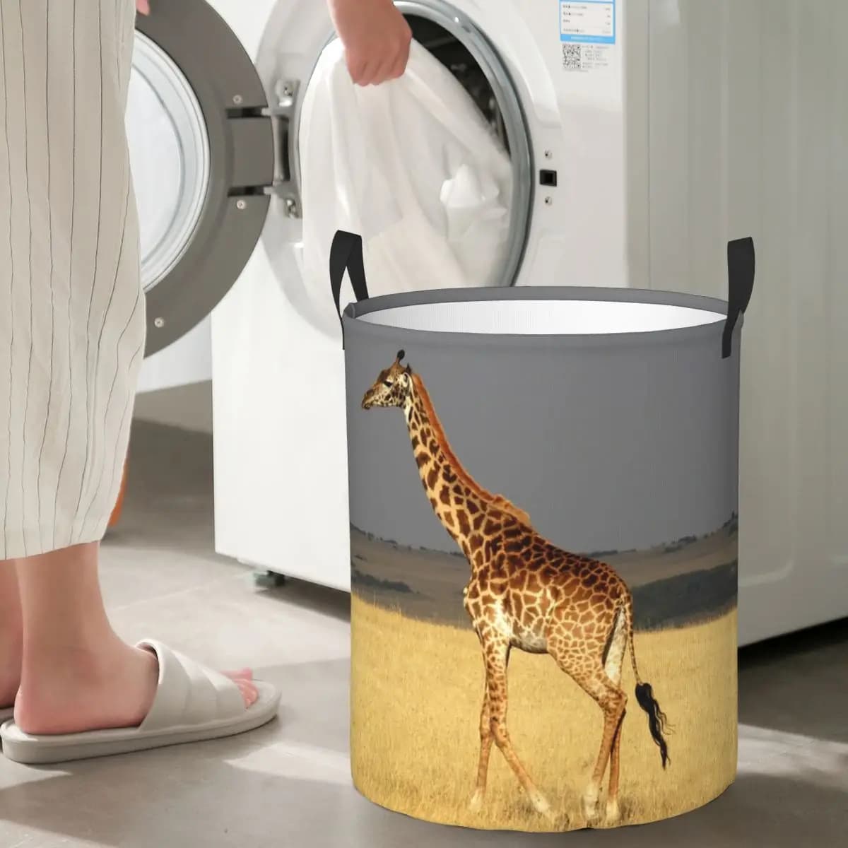 Giraffe Full Body Africa African Animals Folding Bed linen Baskets Dirty Toys Basket Holders Large Waterproof Bag