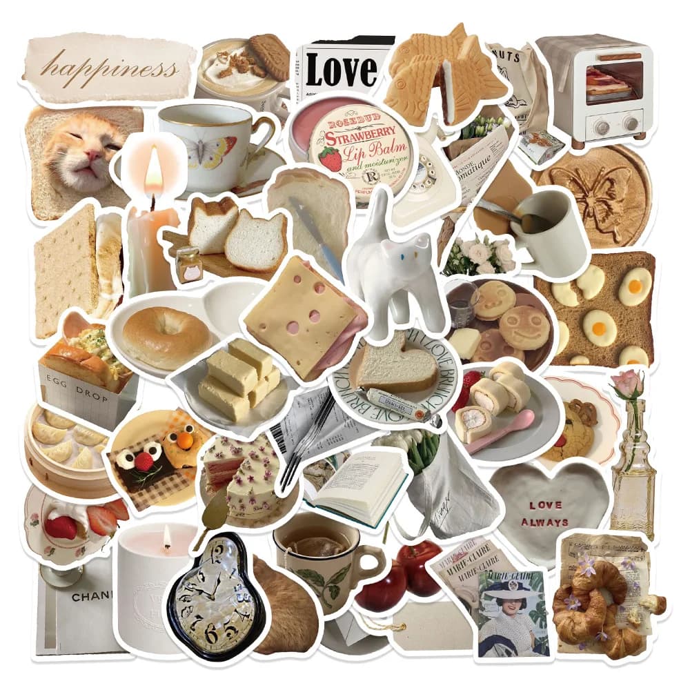 50Pcs Kawaii Korean Butter Sticker Aesthetic PVC School Stationery Sketchbook Diary Scrapbook Supplies