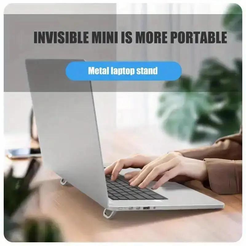 2PCS Mini Foldable Laptop Stand Portable Computer Keyboard Riser with 2 Adjustable Angles Self-Adhesive Invisible Notebook Stand