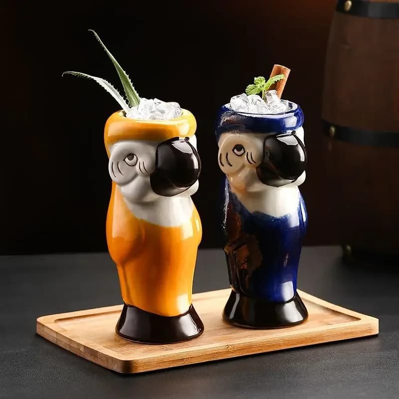 Bar Parrot Cup Tiki Cup Tazza creativa in ceramica Tazza per fondotinta Bicchiere da cocktail hawaiano personalizzato in vetro vintage