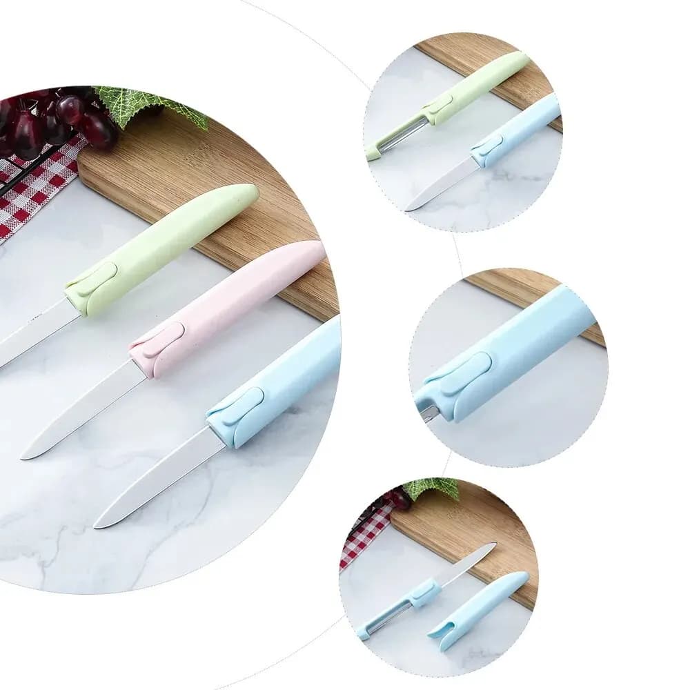Multifunctional 2‑in‑1 Stainless Steel Peeler Knife Set Double Ended Folding Fruit Vegetable Peeler Portable Compact Kitchen Gad