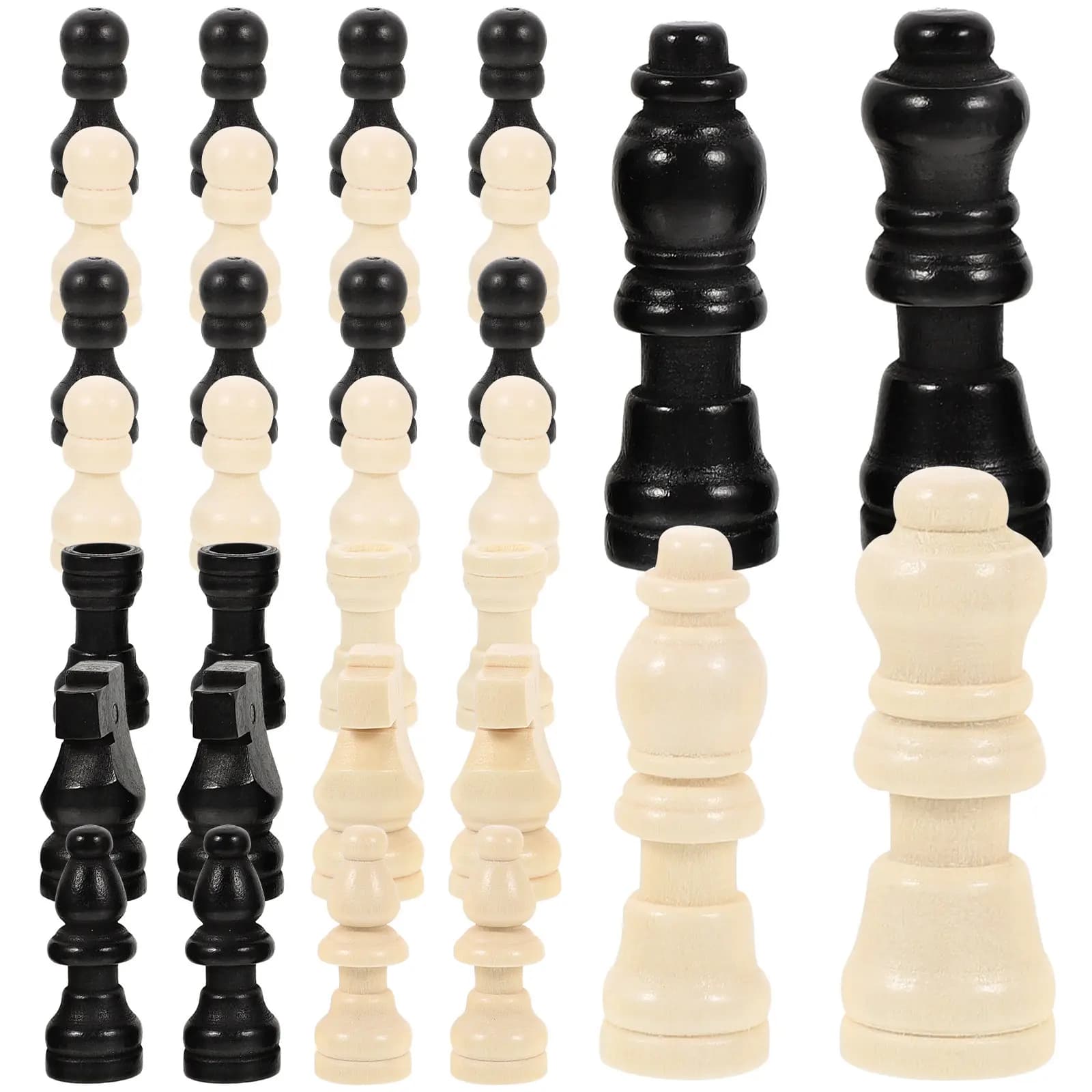 2 Set di Pezzi degli Scacchi Internazionali in Legno, Mini Set di Scacchi, Pezzi Solidi di Piccole Dimensioni, Ricambi per Scacchiera Rotta, Accessori per Giochi