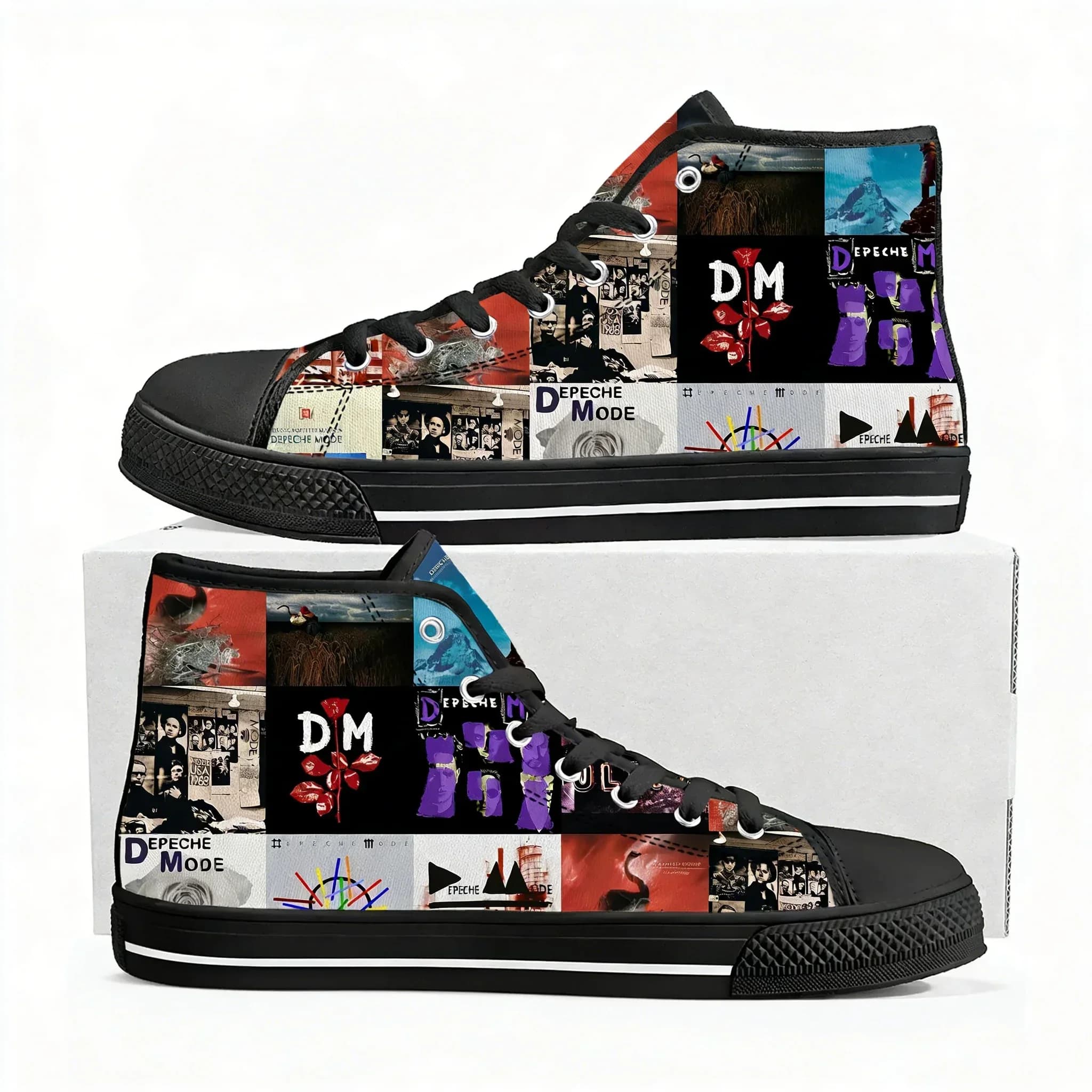 Depeche Mode High Top Shoes Men Women Teenager Canvas Walking Sneaker Sneakers Couple Footwear Custom Shoe Unisex Black