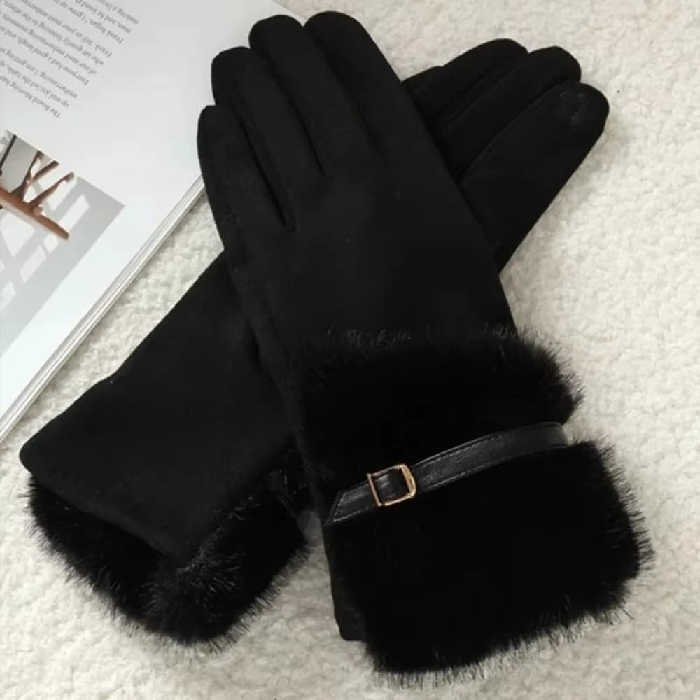 Guanti da donna in pelle scamosciata invernale in velluto moda Guanti da donna con dita intere spesse Guanti da ciclismo impermeabili stile coreano Autunno