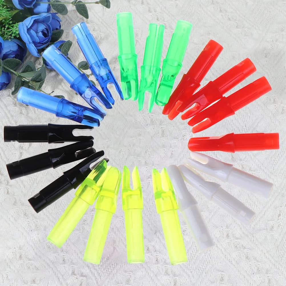 Set da 20 Pezzi per Tiro con l'Arco, Inserti in Plastica per Frecce da Caccia, Manicotti per Coda di Freccia da 6,2mm (Colori Assortiti)