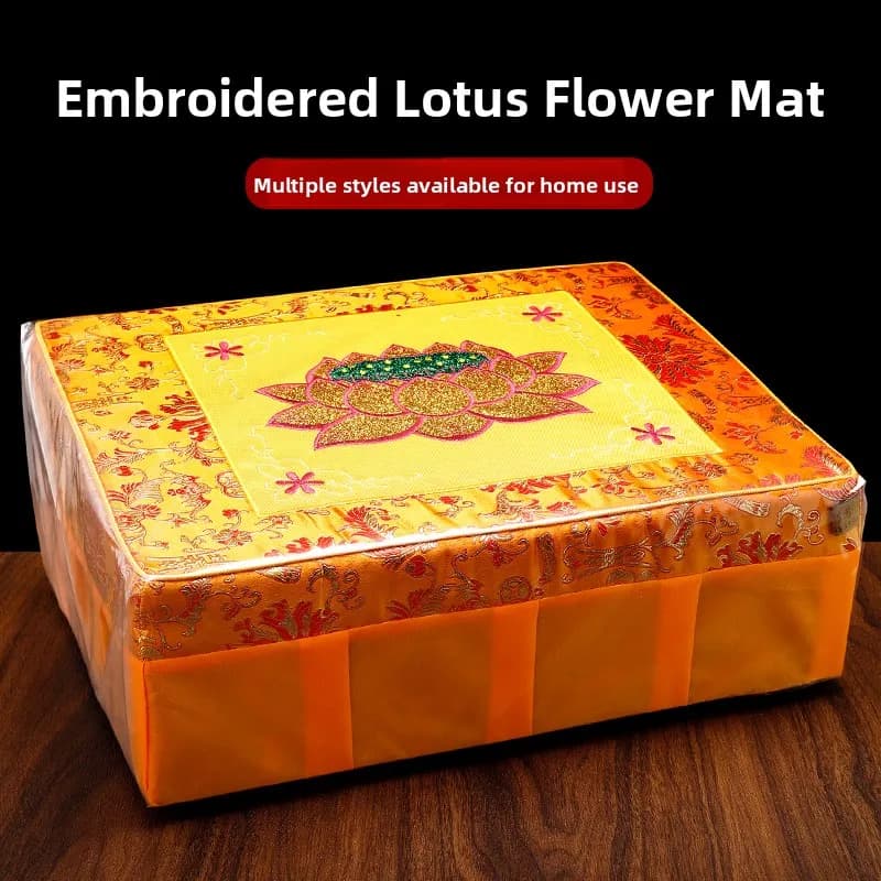 Lotus Design Meditation Mat Real Wood Buddhist Altar Home Use Kneeling Bench Pad Zafu Cushion Traditional Chinese Style