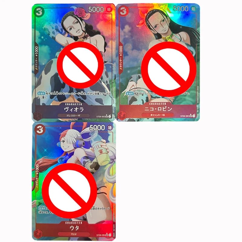 3pcs/set One Piece Monkey D. Luffy UTA Nico Robin DIY self-made Color Flash Card Anime Game Collection Card Gift Toy