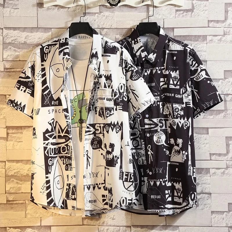 Man Button Blouse Tees Men Shirt Hawaiian Shirt Beach Flower Shirt Short-sleeved Shirt Men Loose Casual Vintage Shirt Men Shirt