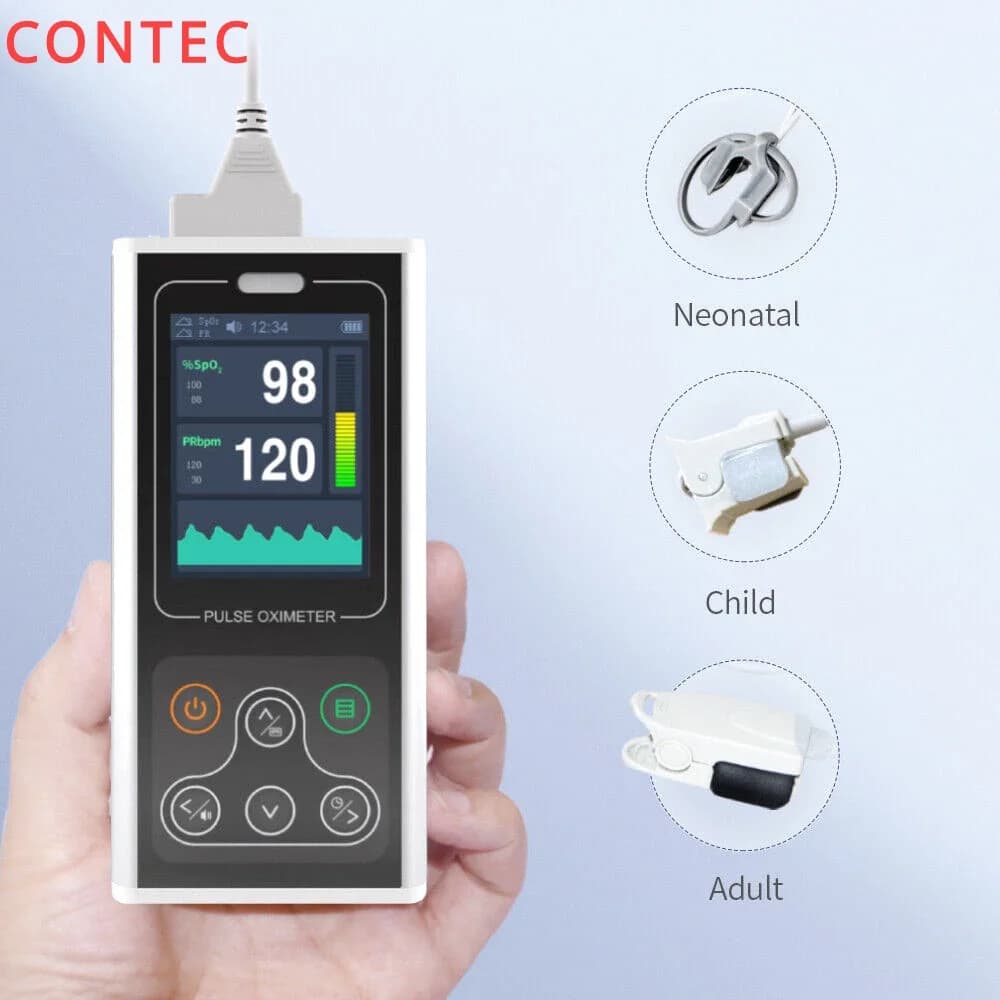 CMS60D1 Portable Pulsossimeter with Display of 2.8 Inches, Oxygen Monitoring in Blood and PR, 24H Recorder, Adult, Pediatric and Newborn, PC Software