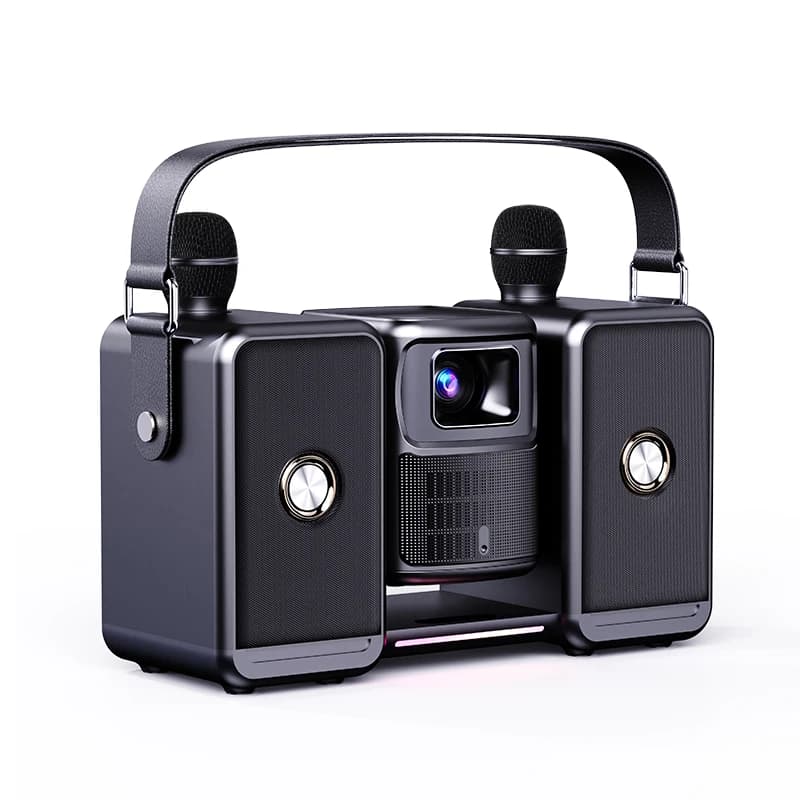 Portable Mini Smart Karaoke Machine Dual Wireless Microphone Home Audio-Visual Entertainment All-in-One HD/4K Projector Android