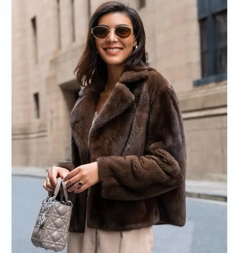 Giacca da donna in vera pelliccia di visone al 100%, calore invernale, moda, stile street europeo