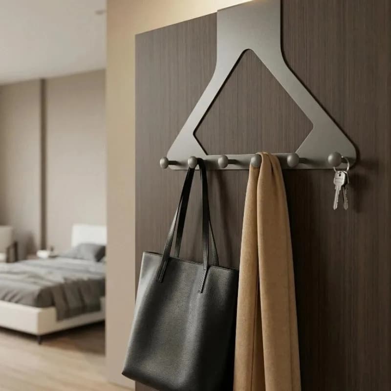 1-Piece Over-The-Door Triangular Hook, No-Drill Clothes Rack for Bedroom, Space-Saving Wardrobe Side Hanger, Over-The-Door Clothes Rack