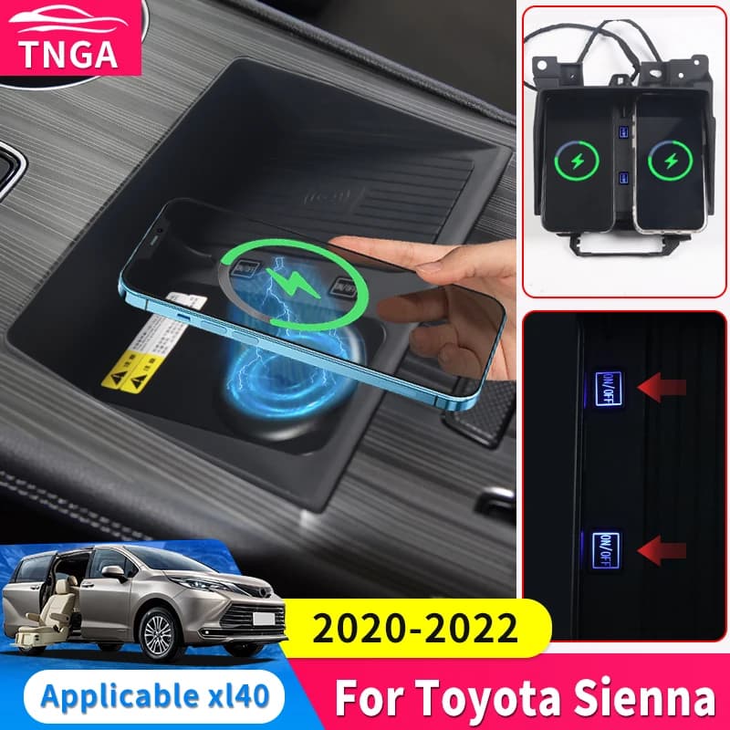 Base magnetica per caricabatteria da auto adatta per staffa Toyota Sienna XL40 2020-2023 magnete da 15W accessori per la modifica della ricarica rapida
