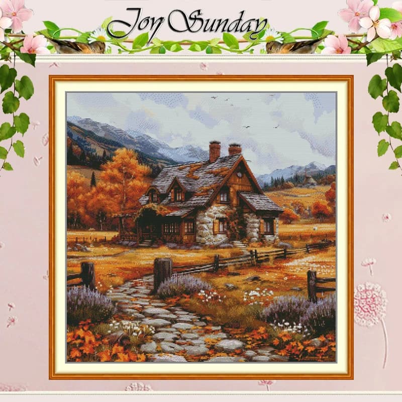 Mountain Cabin Patterns Counted Cross Stitch Set DIY 11CT 14CT 16CT HD Stamped DMC Cross-stitch Kit Embroidery Needlework