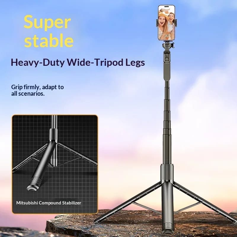 C07C08 Treppiede Portatile Selfie Stick Anti-Vibrazione Scalabile Supporto Telefono Bluetooth Accessorio Fotocamera Portatile