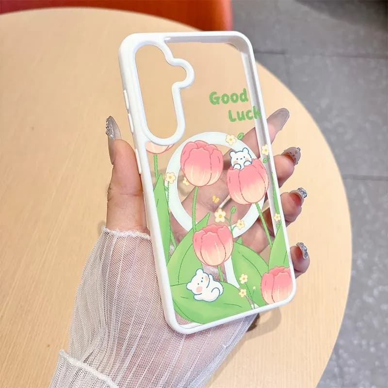 Shockproof Phone Case For Samsung Galaxy S26 S25 S24 S23 S22 Ultra Plus Transparent MagSafe Magnetic TPU Border + PC Back Cover