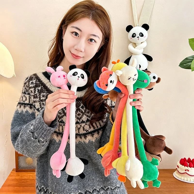 Divertente Ciondolo Peluche Animale con Collo Lungo Regolabile, Morbido Charm per Borsa, Regalo, Decorazione per Zaino, Giocattolo Imbottito Carino per Donne e Ragazze